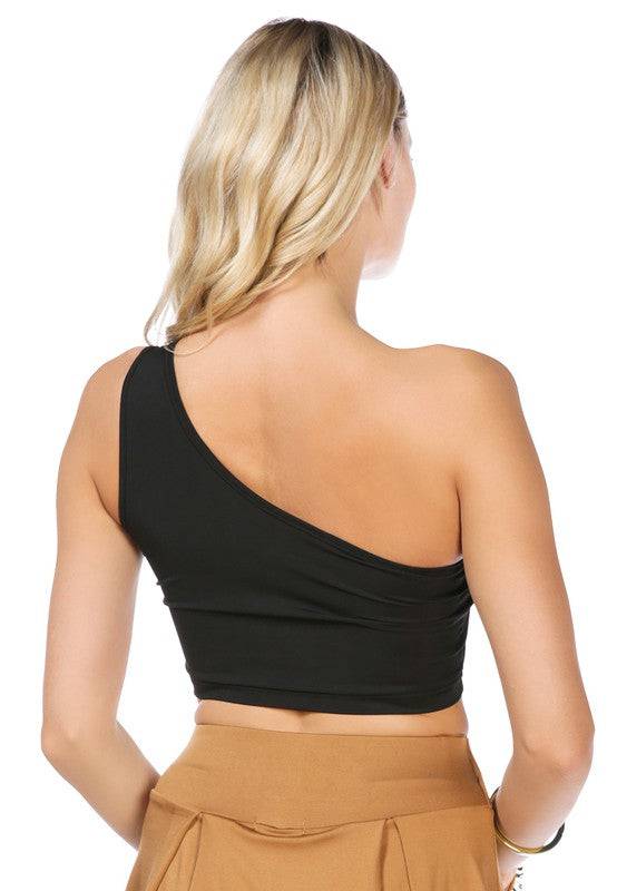 One Shoulder Knitted Crop Top Eye Candy Sensation