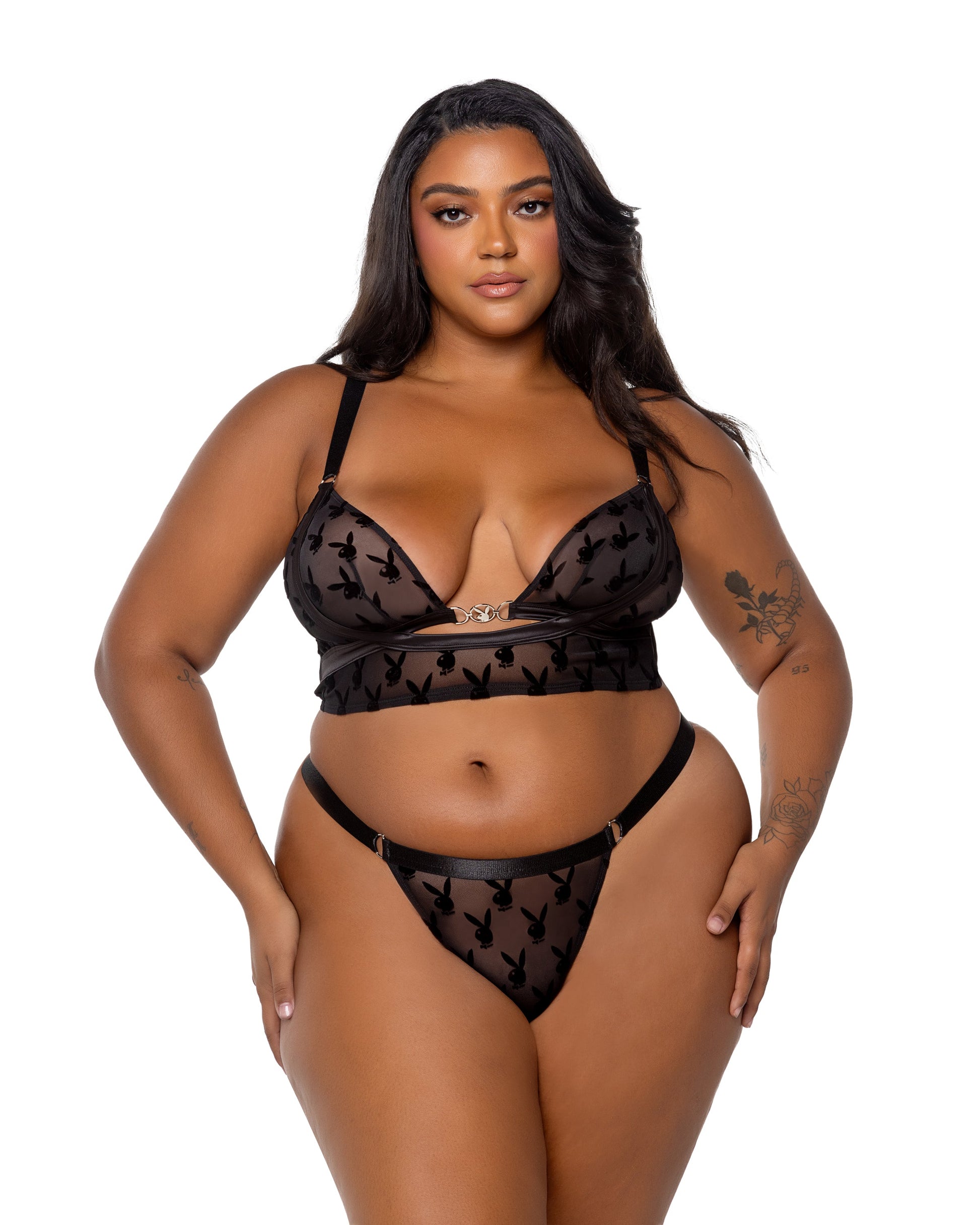 PBLI162 - Playboy Bunny Charm Bralette 2pc Set Roma Costume, Inc.