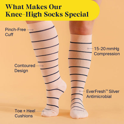 Knee-High Compression Socks – 3 Pack Stripes