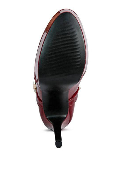 Patent Stiletto Heeled Mid Calf Boots Eye Candy Sensation