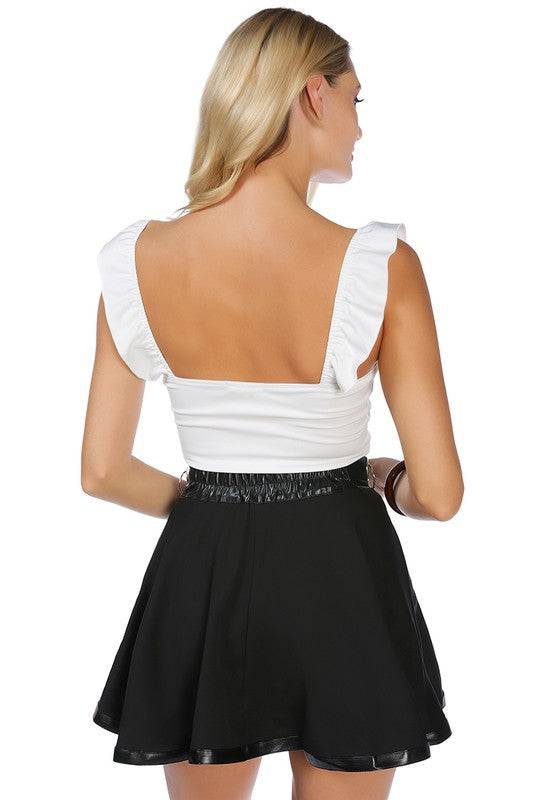 Rings Clamp Leather Trim Detail Mini Skirt Eye Candy Sensation