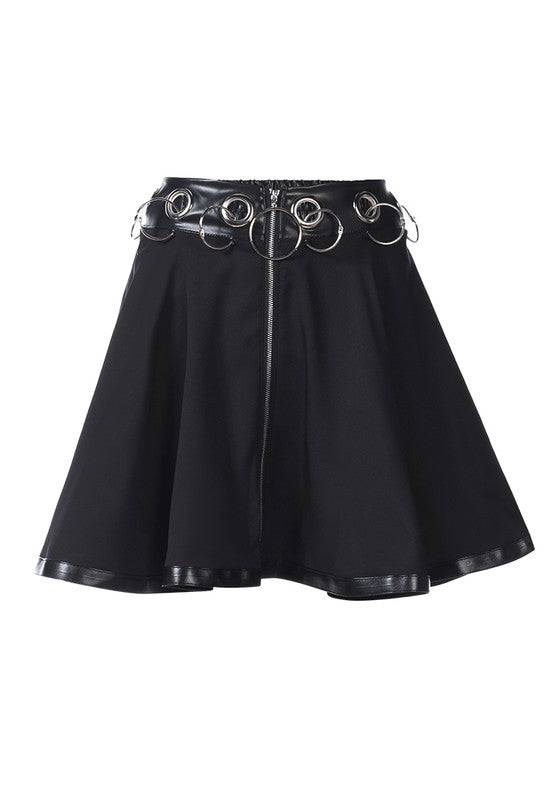 Rings Clamp Leather Trim Detail Mini Skirt Eye Candy Sensation