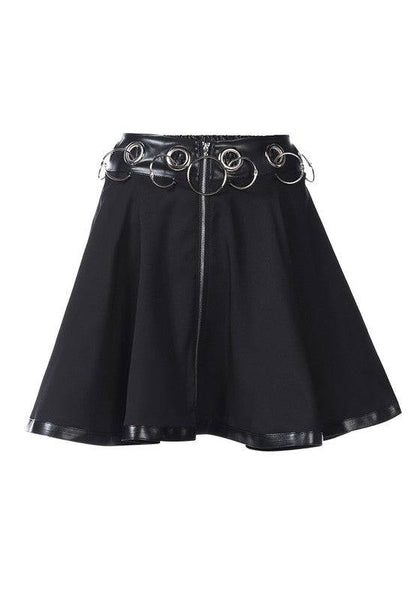 Rings Clamp Leather Trim Detail Mini Skirt Eye Candy Sensation