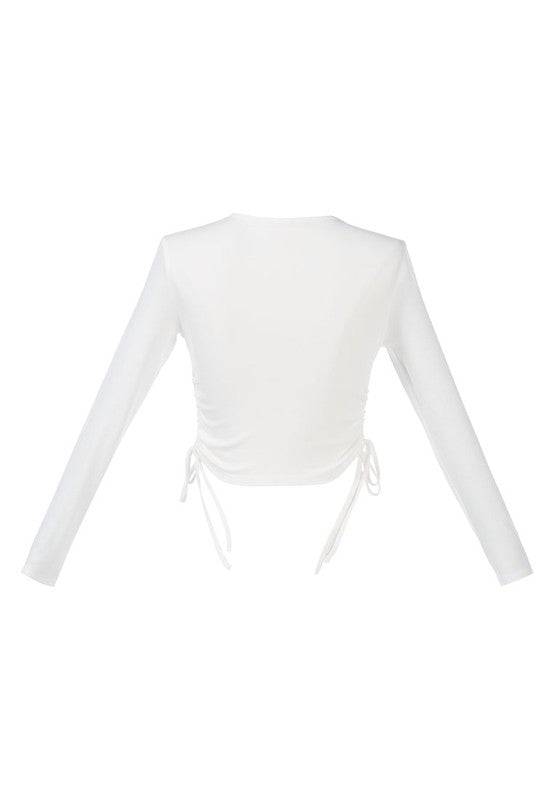 Ruched Side Drawstring Full Sleeve Top Eye Candy Sensation