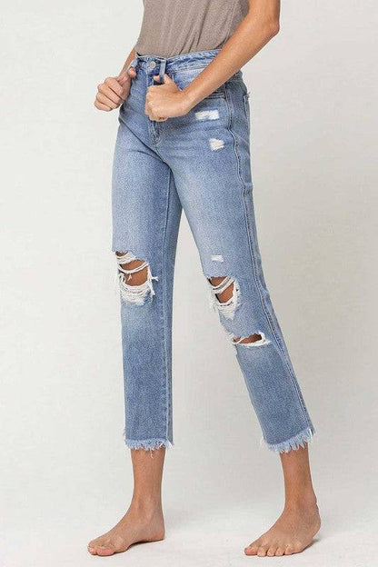 SUPER HIGH RISE DISTRESSED  RELAXED STRAIGHT Eye Candy Sensation