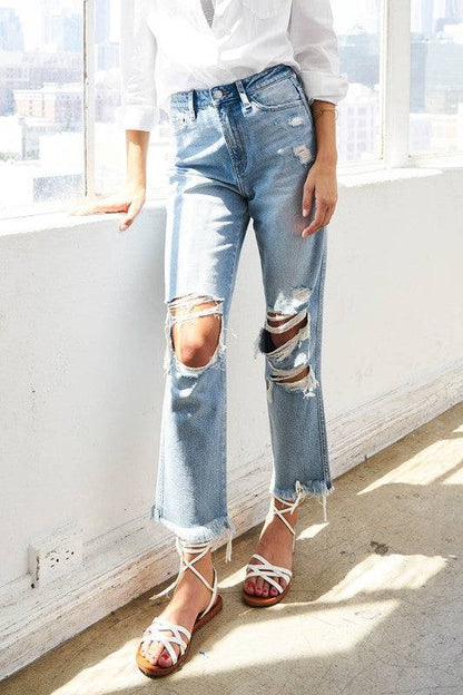 SUPER HIGH RISE DISTRESSED  RELAXED STRAIGHT Eye Candy Sensation