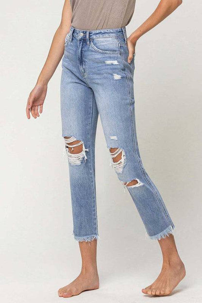 SUPER HIGH RISE DISTRESSED  RELAXED STRAIGHT Eye Candy Sensation