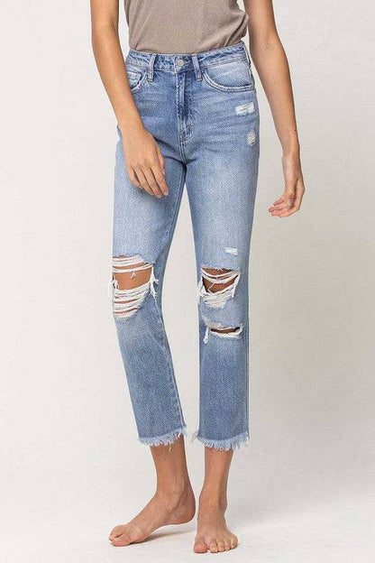 SUPER HIGH RISE DISTRESSED  RELAXED STRAIGHT Eye Candy Sensation