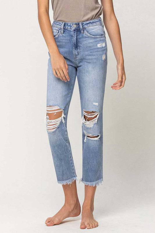 SUPER HIGH RISE DISTRESSED  RELAXED STRAIGHT Eye Candy Sensation