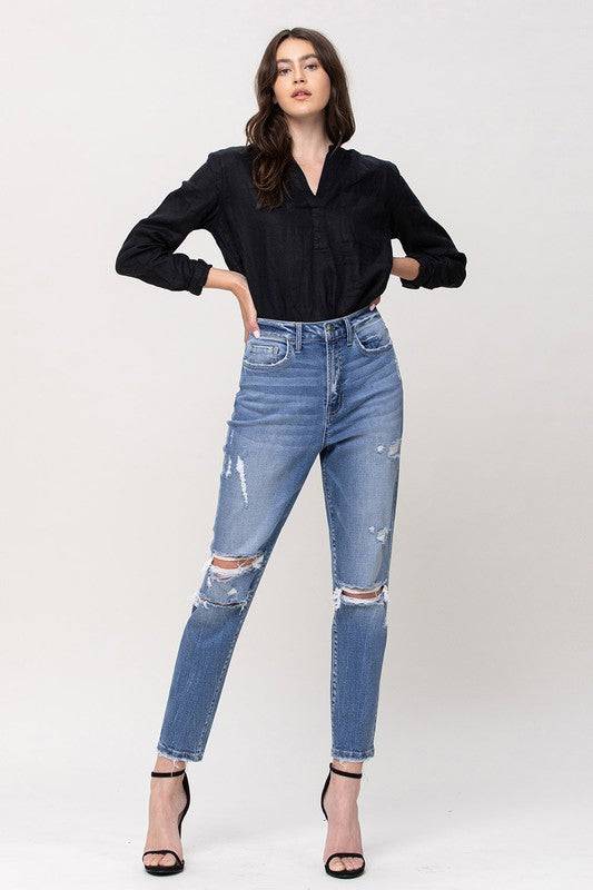 SUPER HIGH RISE STRETCH MOM JEANS Eye Candy Sensation