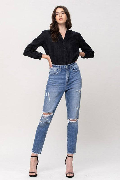 SUPER HIGH RISE STRETCH MOM JEANS Eye Candy Sensation