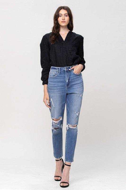 SUPER HIGH RISE STRETCH MOM JEANS Eye Candy Sensation