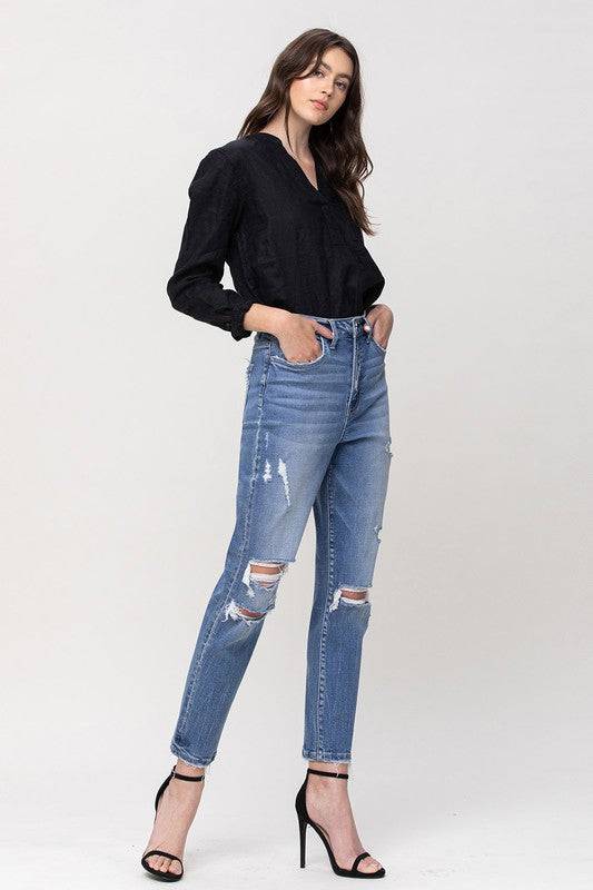 SUPER HIGH RISE STRETCH MOM JEANS Eye Candy Sensation