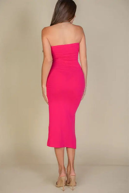Solid Bodycon Split Hem Tube Dress Capella