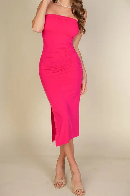 Solid Bodycon Split Hem Tube Dress Capella