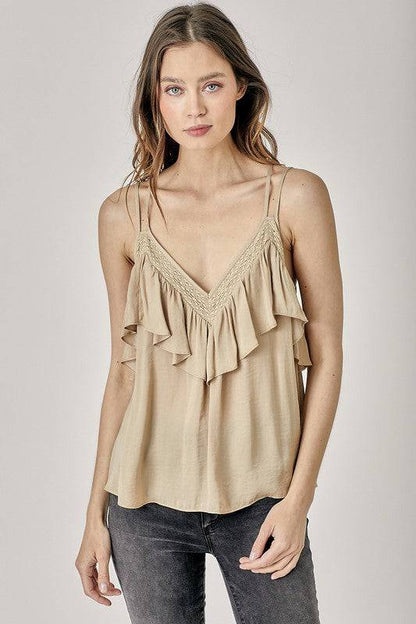 Trim Detail with Ruffle Cami Top Eye Candy Sensation
