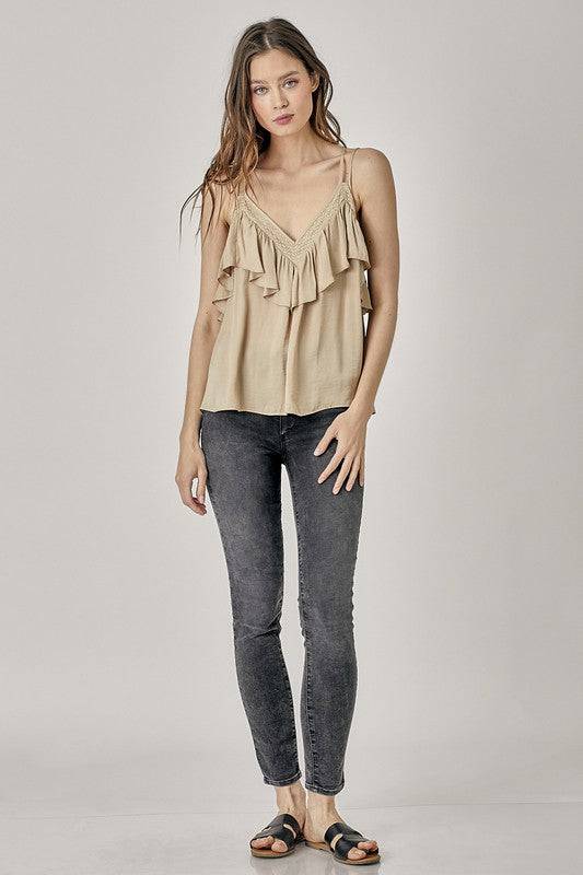 Trim Detail with Ruffle Cami Top Eye Candy Sensation