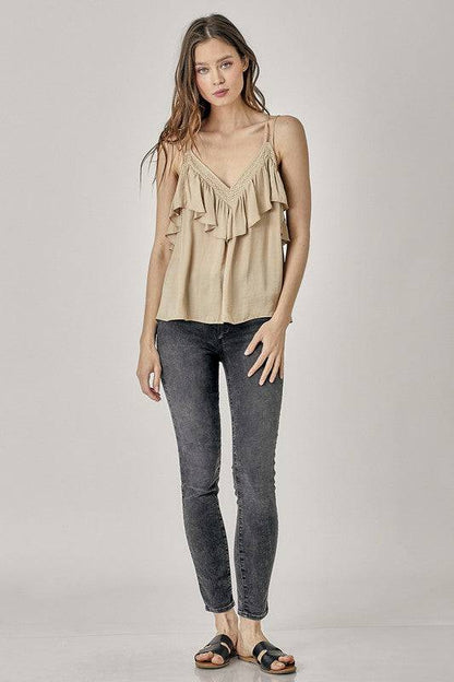 Trim Detail with Ruffle Cami Top Eye Candy Sensation