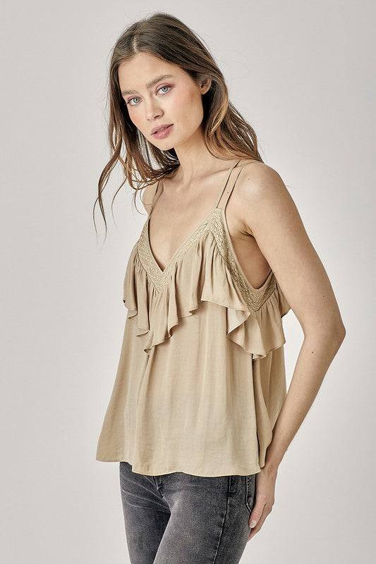 Trim Detail with Ruffle Cami Top Eye Candy Sensation
