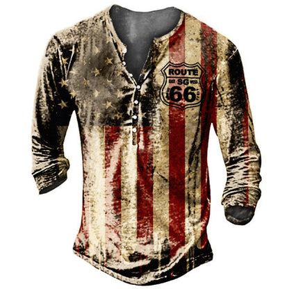 Motorcycle Rally Combat Skull Long Sleeved T Shirt Men's