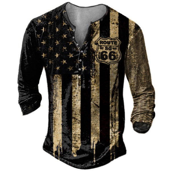 Motorcycle Rally Combat Skull Long Sleeved T Shirt Men's