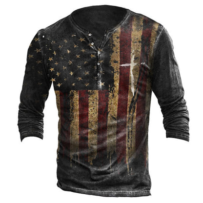 Motorcycle Rally Combat Skull Long Sleeved T Shirt Men's