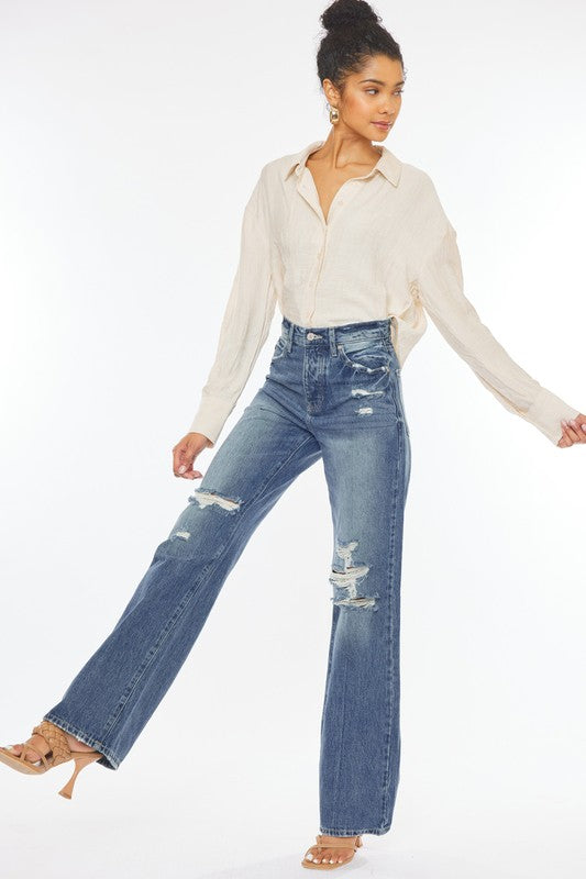Ultra High-Rise Distressed 90s Flare Eye Candy Sensation