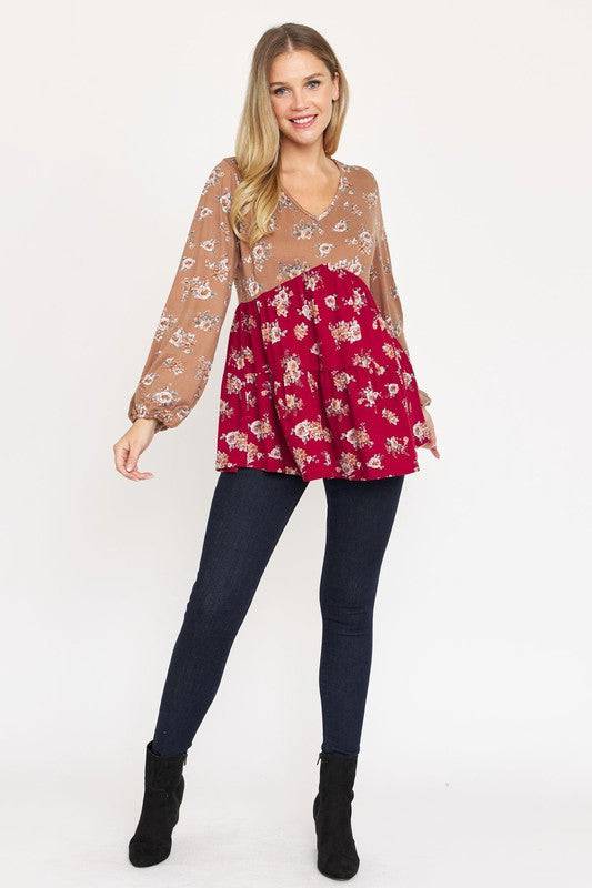 V Neck Tiered Baby Doll Top Eye Candy Sensation