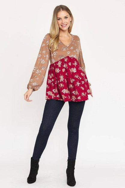 V Neck Tiered Baby Doll Top Eye Candy Sensation