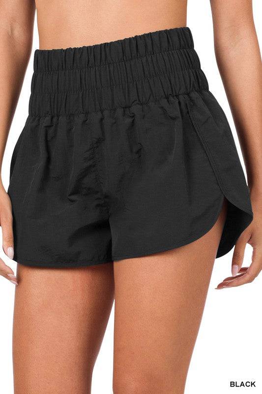 Windbreaker Smocked Waistband Running Shorts Eye Candy Sensation