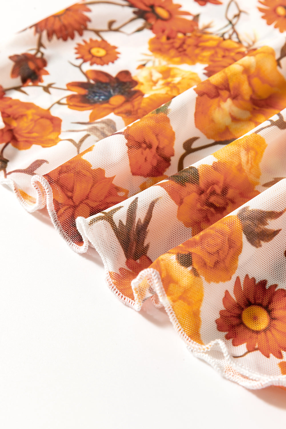 Printed Mock Neck Flare Sleeve Top Trendsi