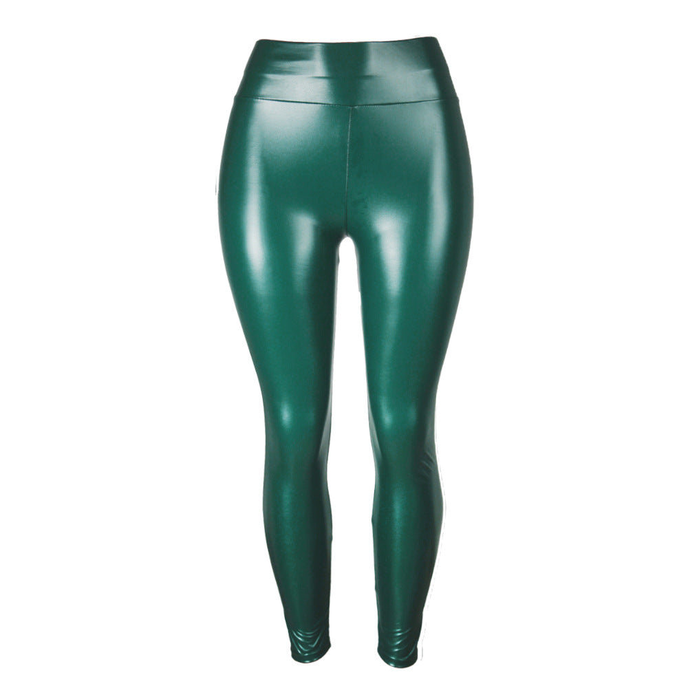 Women's High-Waisted Pencil Pants In Glossy PU Leather
