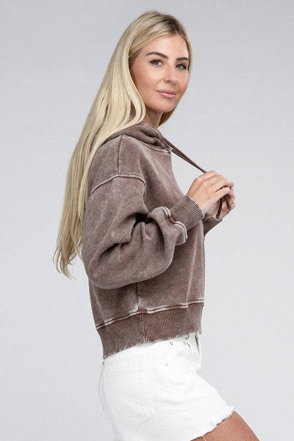 Acid Wash Fleece Hoodie ZENANA