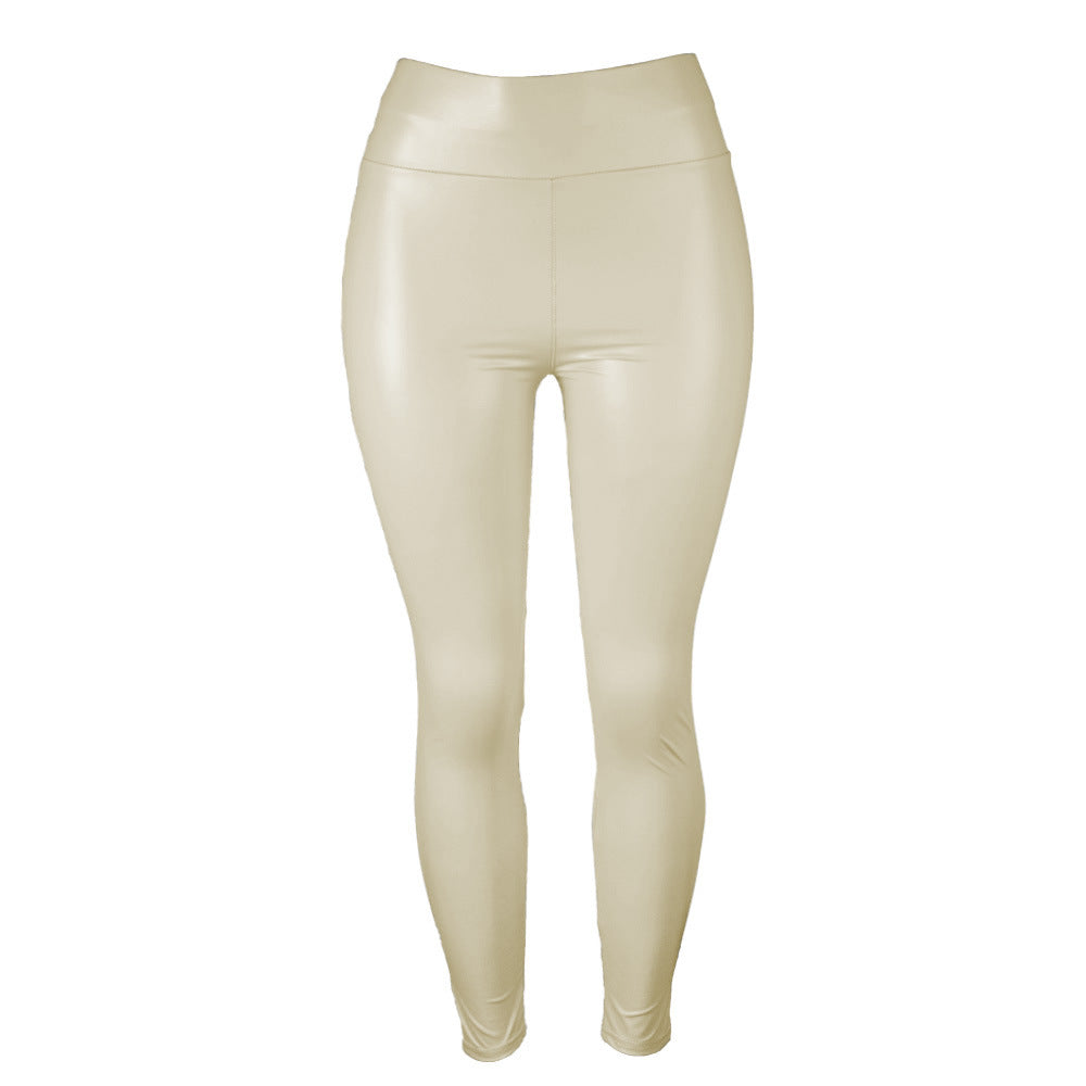 Women's High-Waisted Pencil Pants In Glossy PU Leather