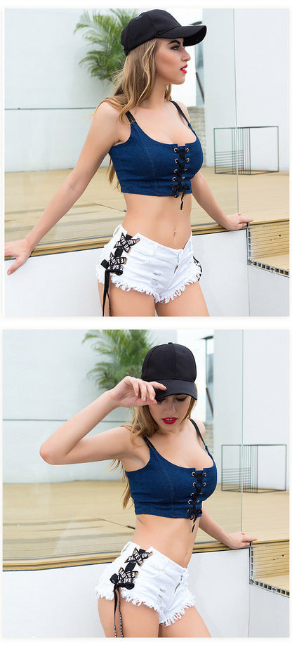 Tasseled Women's Trendy Ultra-Short Denim Shorts