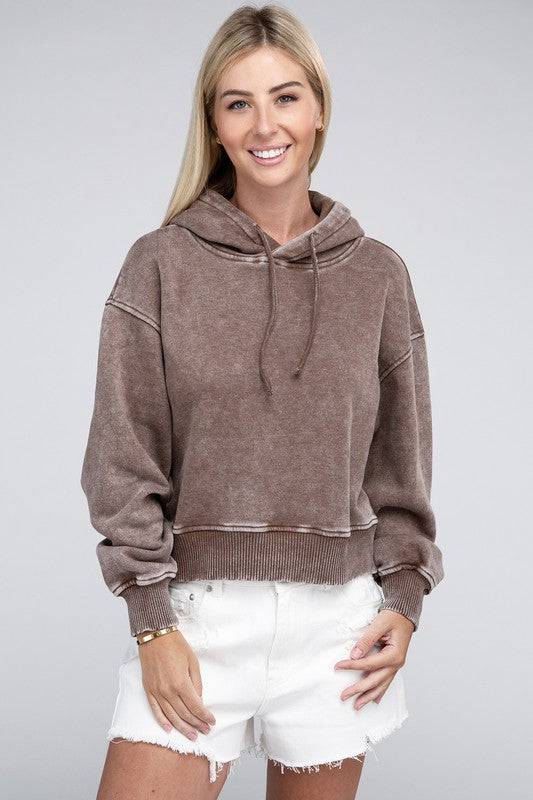 Acid Wash Fleece Hoodie ZENANA