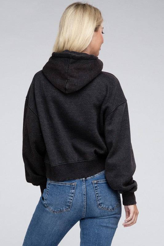 Acid Wash Fleece Hoodie ZENANA
