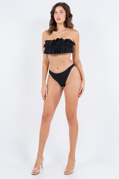 TWO PIECE TUBE TOP WITH RUCHED RUFFLE BIKINI Mermaid Swimwear