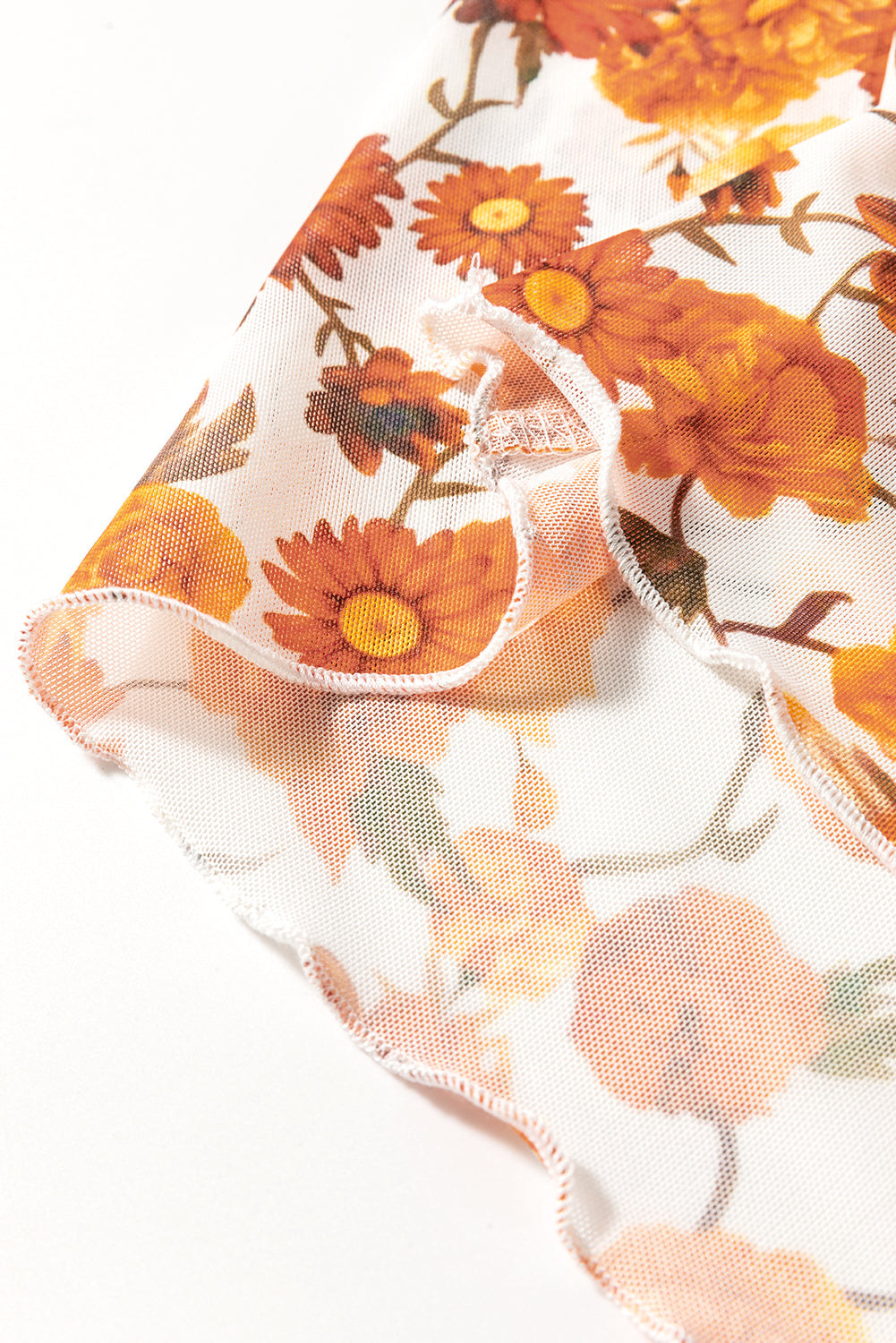 Printed Mock Neck Flare Sleeve Top Trendsi