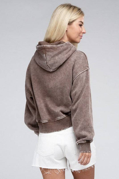 Acid Wash Fleece Hoodie ZENANA