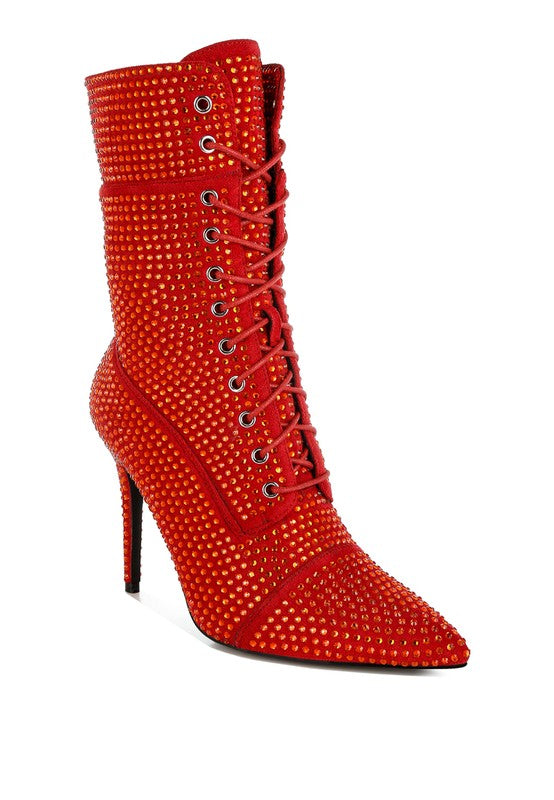 Bitetto Rhinestones Embellished Calf Boots - Eye Candy Sensation Apparel & Accessories