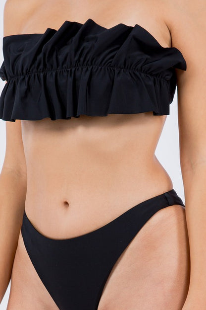 TWO PIECE TUBE TOP WITH RUCHED RUFFLE BIKINI Mermaid Swimwear