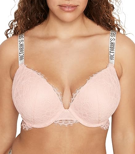 Victoria's Secret Shine Strap Push Up Bra, Adds One Cup Size, Padded, Plunge Neckline, Lace, Bras for Women, Very Sexy Collection