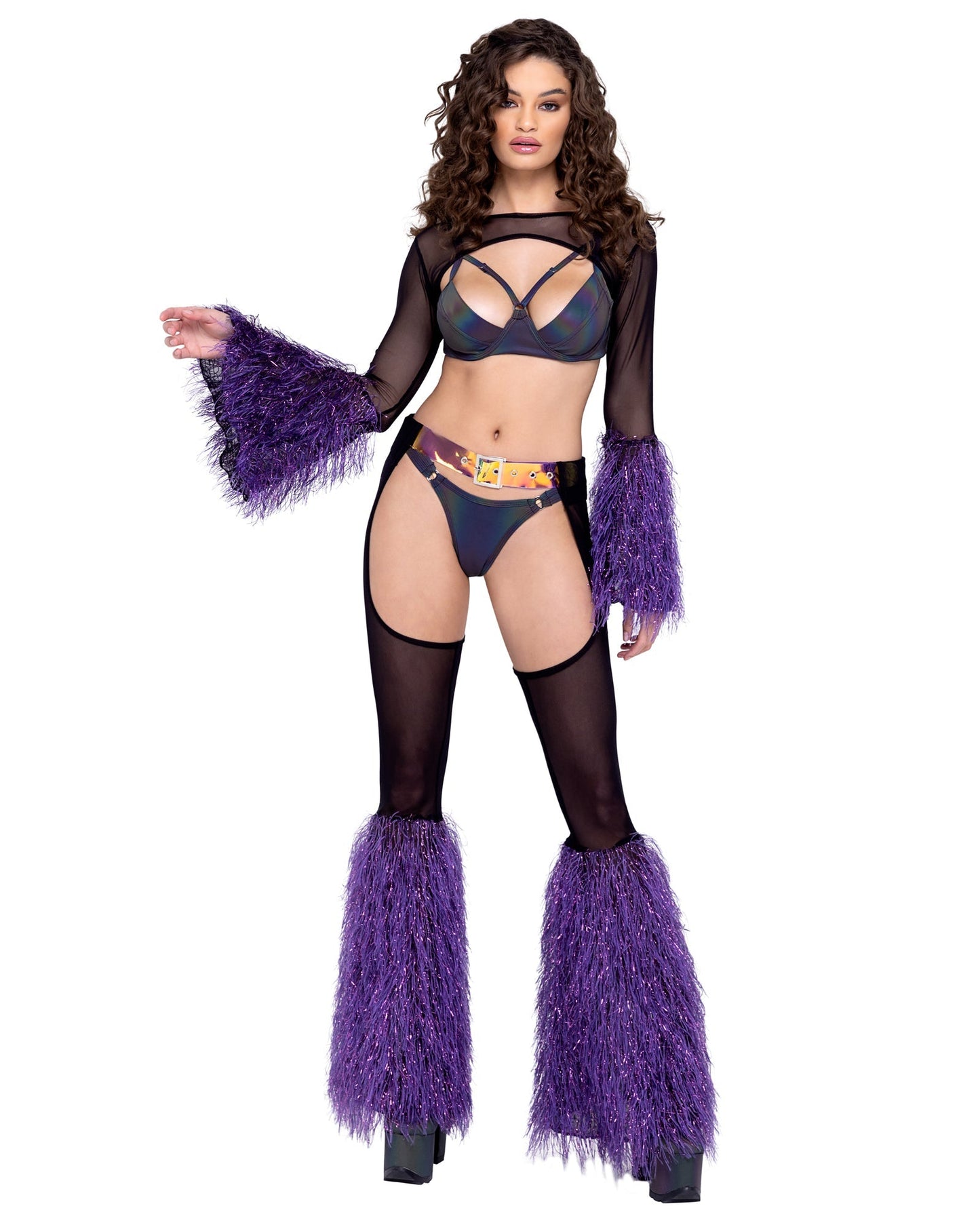 6247 - Sheer Shrug with Faux Fur Bell Sleeve Eye Candy Sensation