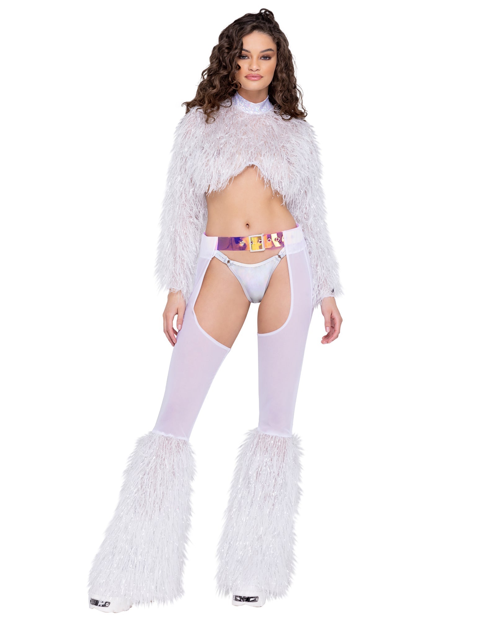 6248 - Sheer Chaps with Faux Fur Bell & Belt Eye Candy Sensation