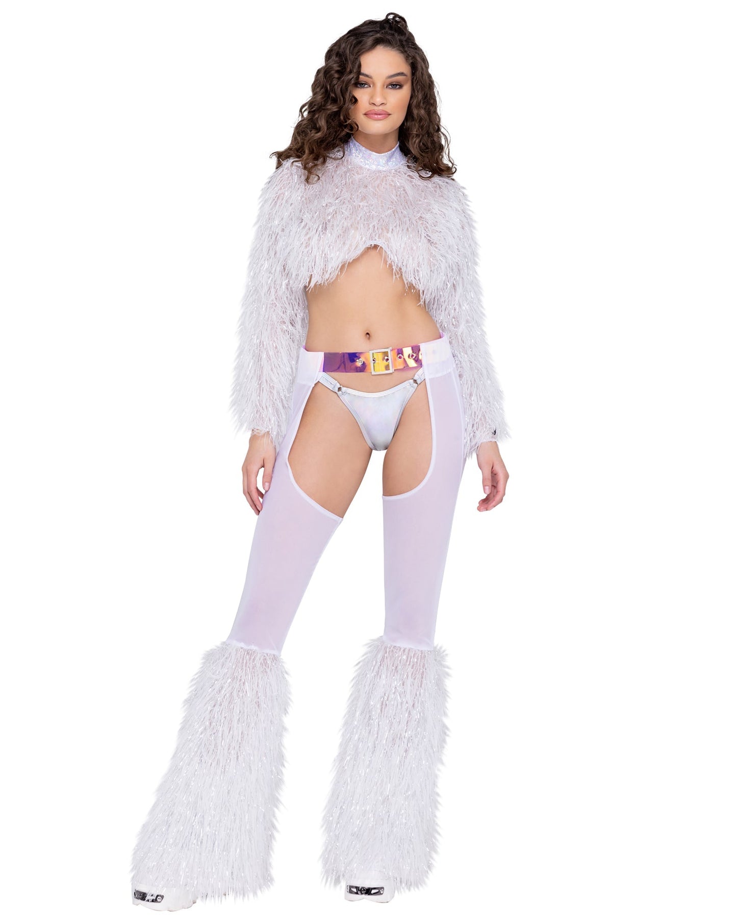 6250 - Long Sleeved Faux Fur Cropped Top Eye Candy Sensation
