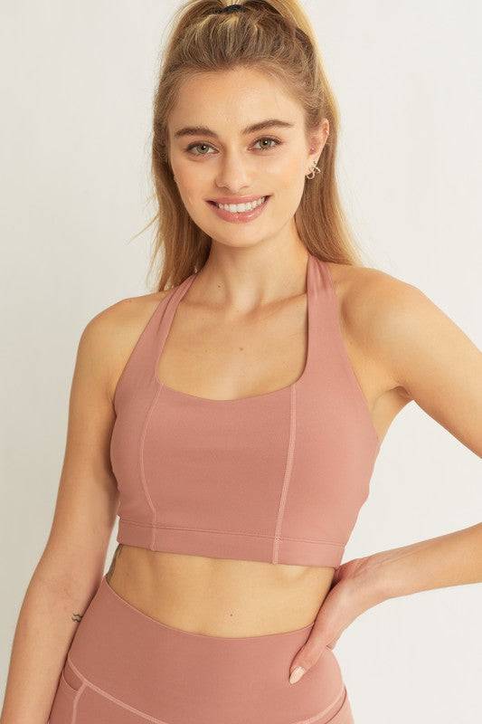 Activewear Crop Halter Back Detail Top Eye Candy Sensation